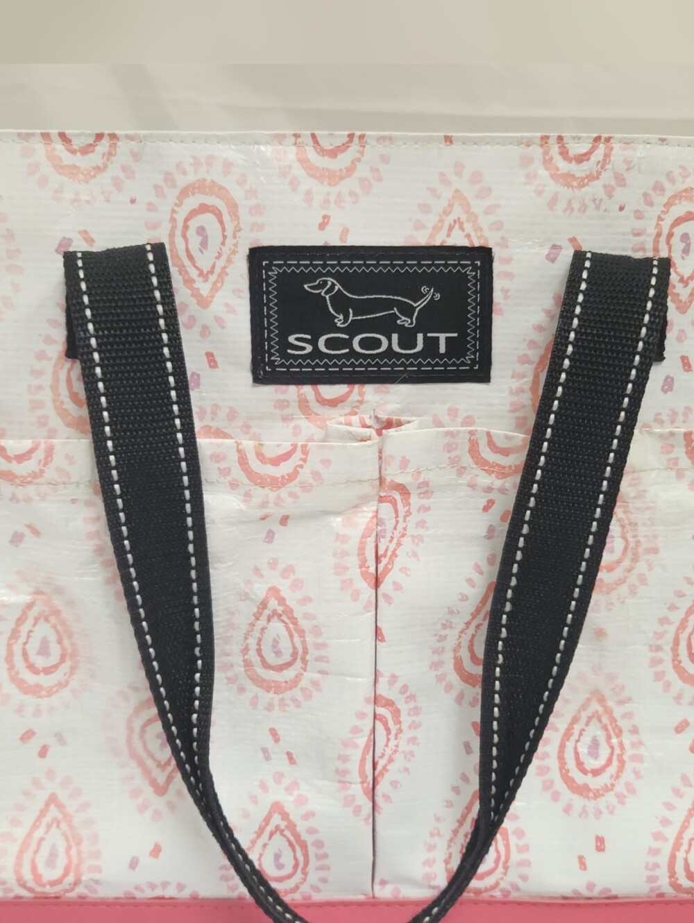 Scout Pink Paisley Print Organizer Tote with Black Handles Zip Top - Picture 3 of 6